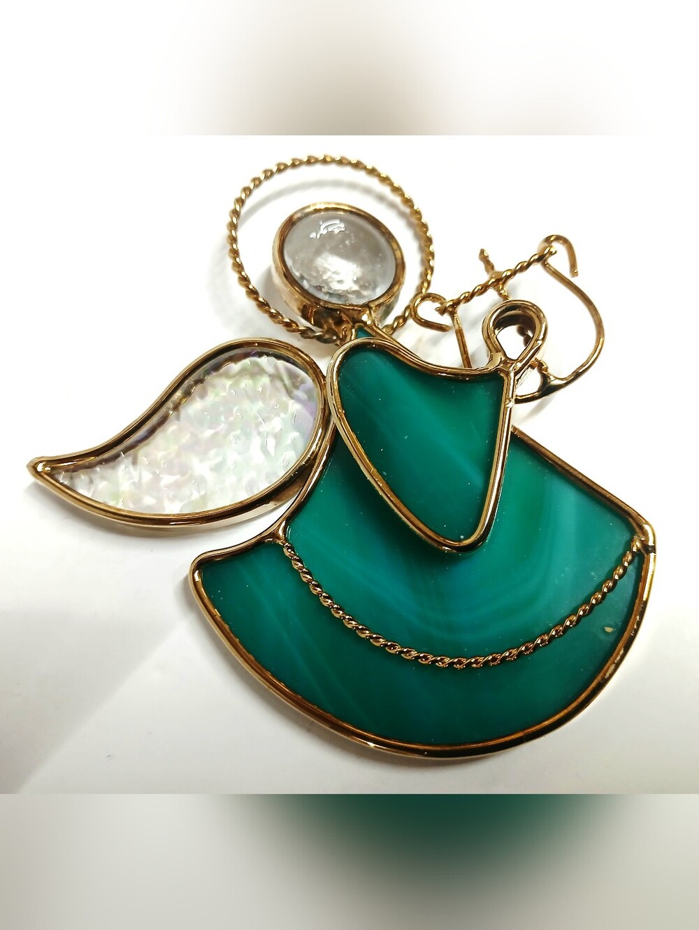 Green Angel Crafted Glass Suncatcher